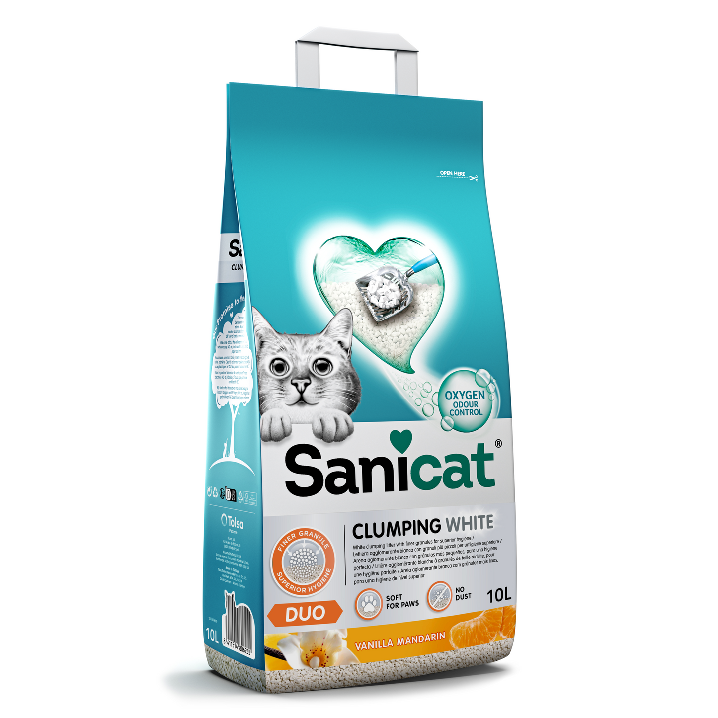 Sanicat Clumping White Duo, Cat Litter - 10 L