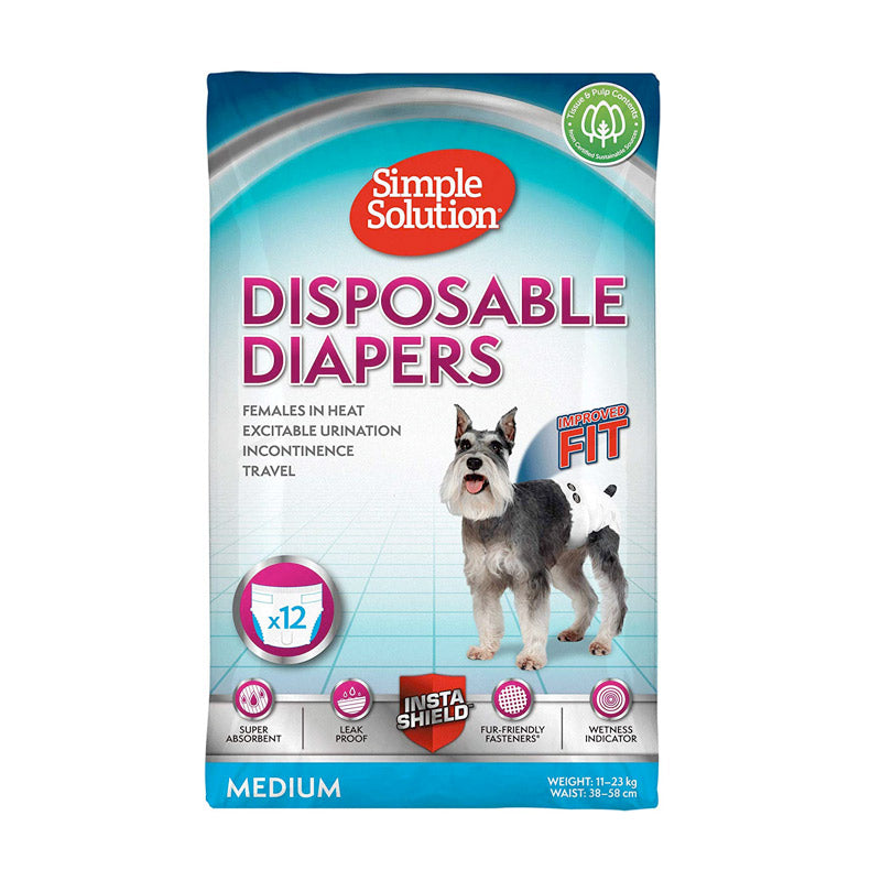 Simple Solution Disposable Female Dog Diapers, Pack of 12