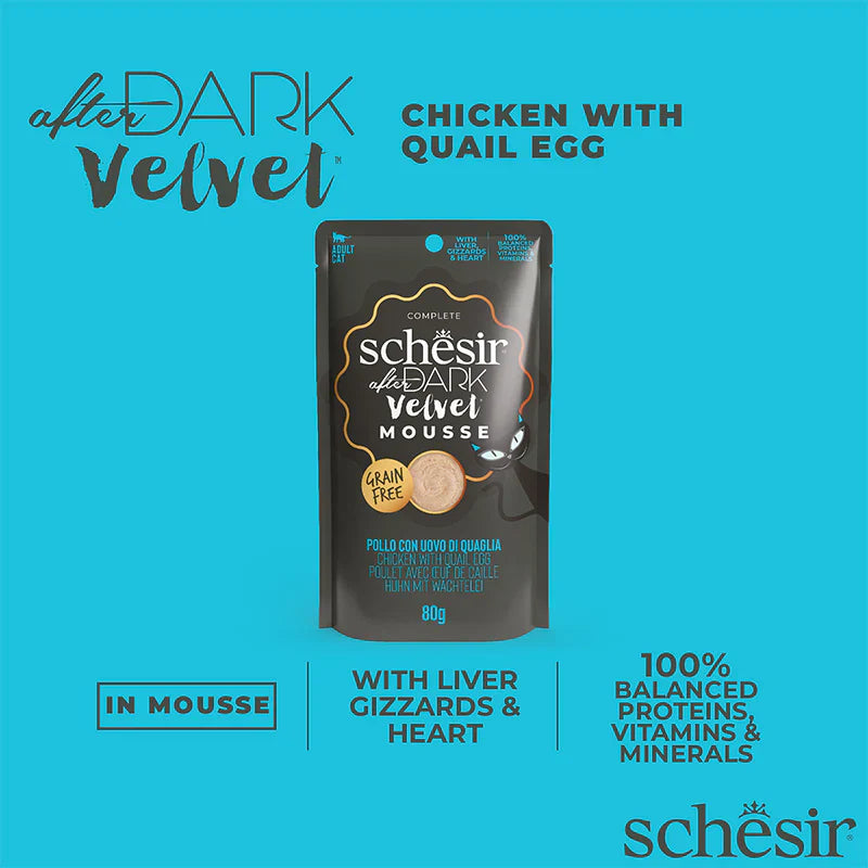 Schesir After Dark Velvet Mousse For Cat - Chicken With Quile Egg 80g