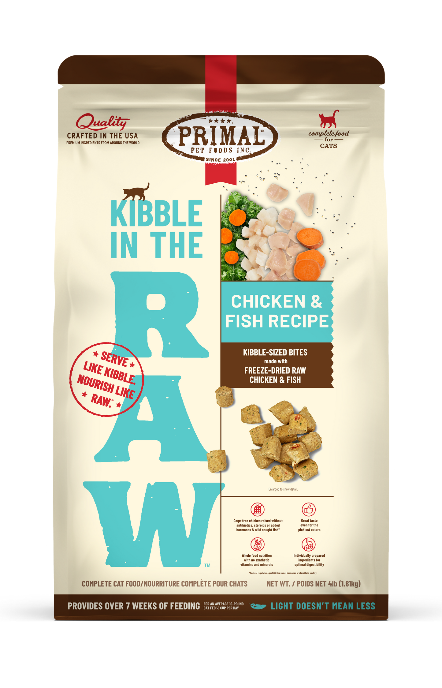 Primal Kibble in the Raw Cat Food – Hypoallergenic Chicken & Fish Recipe