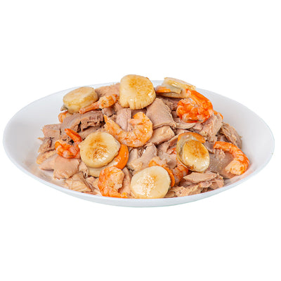 Pramy Tuna Meat Topping Shrimp and Scallop In Jelly Adult Skin & Coat 70g