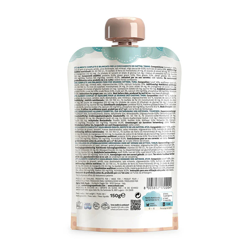 Schesir Kitten Pouch Cream 0-6 Tuna Wet Food 150g