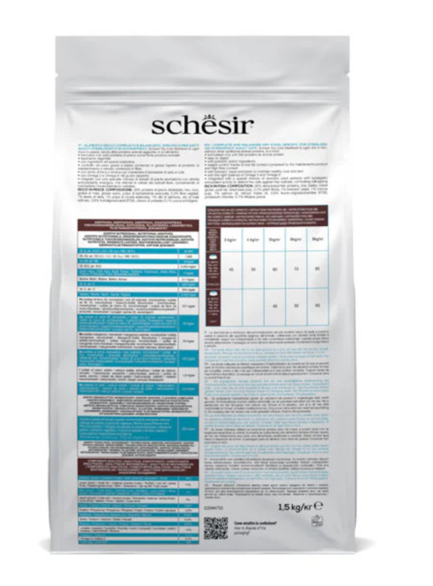 Schesir Cat Dry Food-Sterilized & Light-Fish 1.5kg