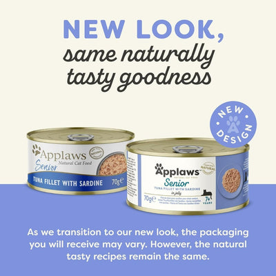 Applaws Tuna Fillet with Sardine Senior Wet Cat Food 70g Tin