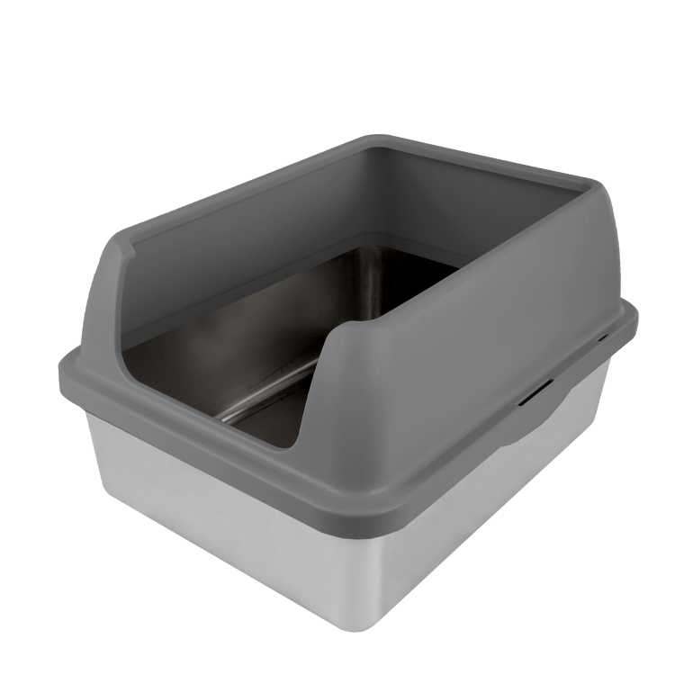All for Paws Go Fresh Enclosed Stainless Steel Cat Litter Box Grey