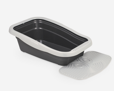 Nella Kit Cat Litter Tray with Mat Grey 80 x 36.5 x 18 cm