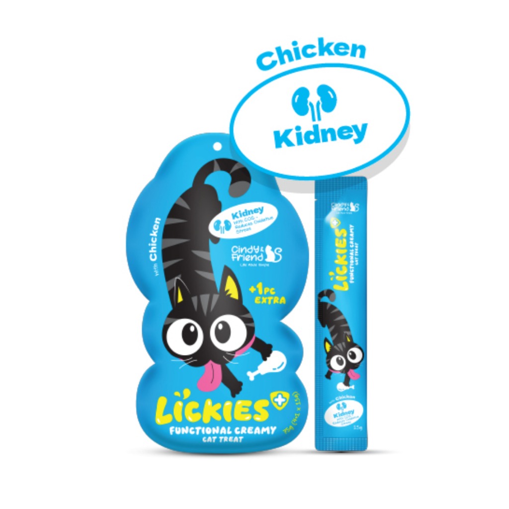 Cindy & Friend Lickies Functional Creamy Lickable Cat Treat for Kidney, Chicken 75g (5 x 15g)