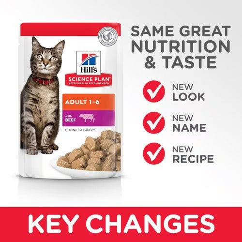 Hills Science Plan Adult Wet Cat Food Beef Pouches