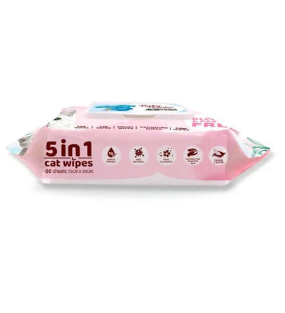 KitCat 5 in 1 Cat Wipes BABY POWDER - 80 pcs.