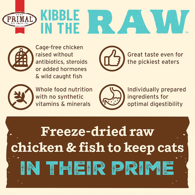 Primal Kibble in the Raw Cat Food – Hypoallergenic Chicken & Fish Recipe