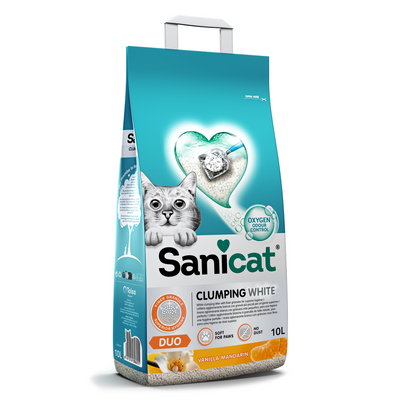 Sanicat Clumping White Duo, Cat Litter - 10 L