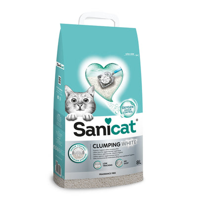 Sanicat Clumping White Unscented, Cat Litter - 8 L