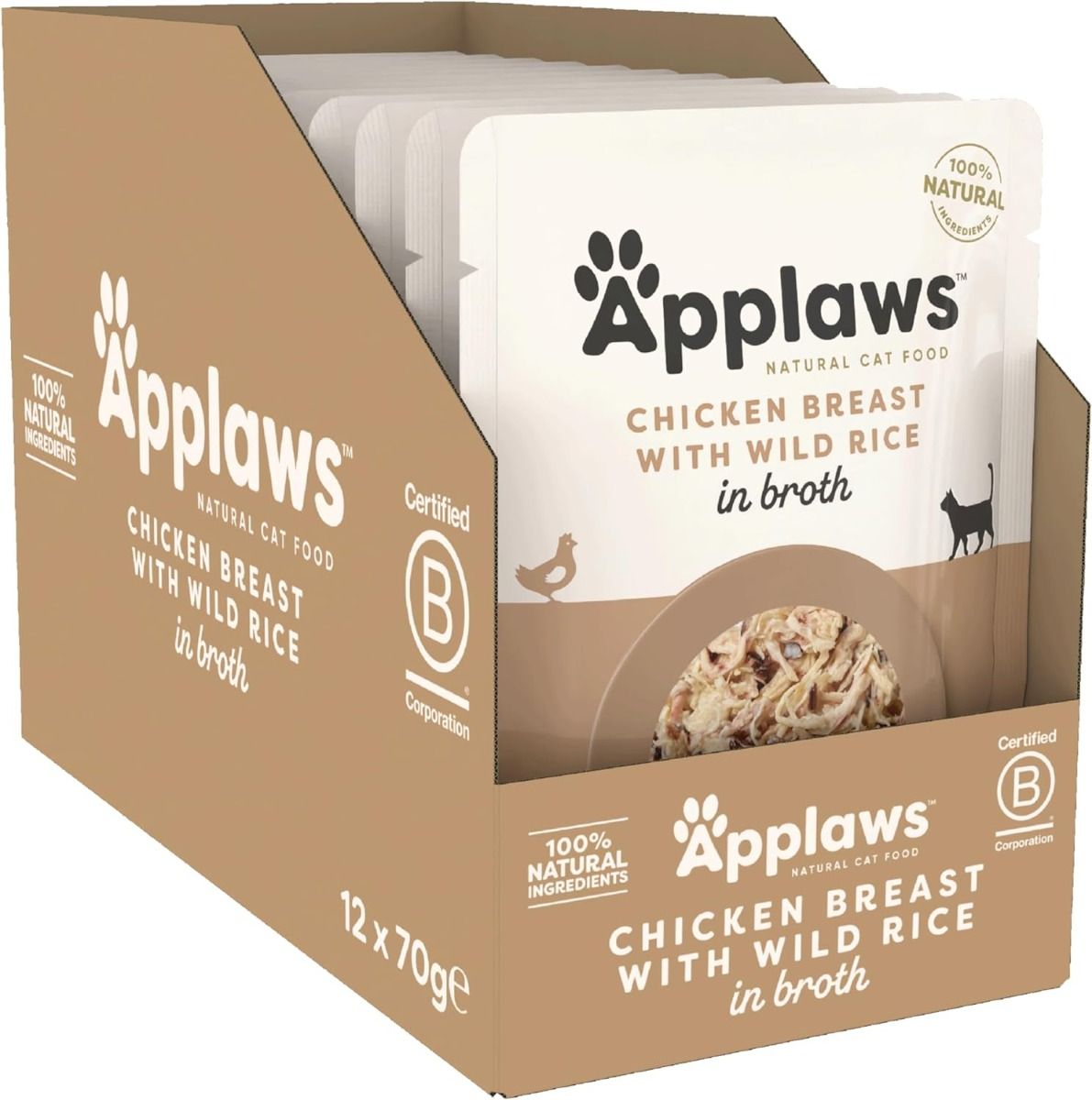 Applaws Chicken Breast with Wild Rice in Broth Wet Cat Food 70g Pouch