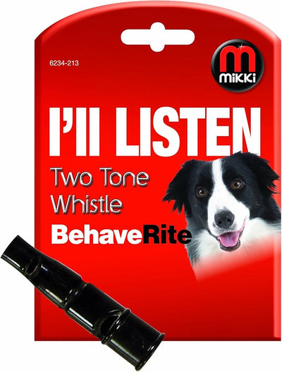 Mikki Dog and Puppy 2-Tone Training Whistle - for Dog Obedience and Recall Training, black