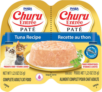 INABA Churu Entree Pate for Cats, Grain-Free, High Protein, Prebiotic Complete & Balanced Wet Cat Food - Tuna Recipe
