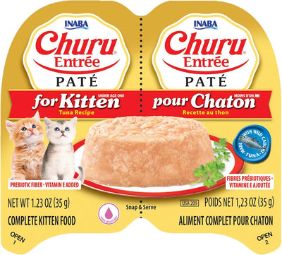 INABA Churu Entree Pate for Kitten, Grain-Free, High Protein, Prebiotic Complete & Balanced Wet Cat Food - Tuna Recipe