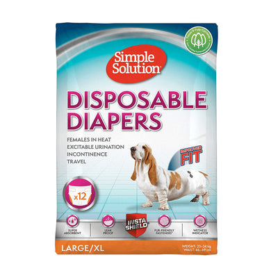 Simple Solution Disposable Female Dog Diapers,Large - Pack of 12