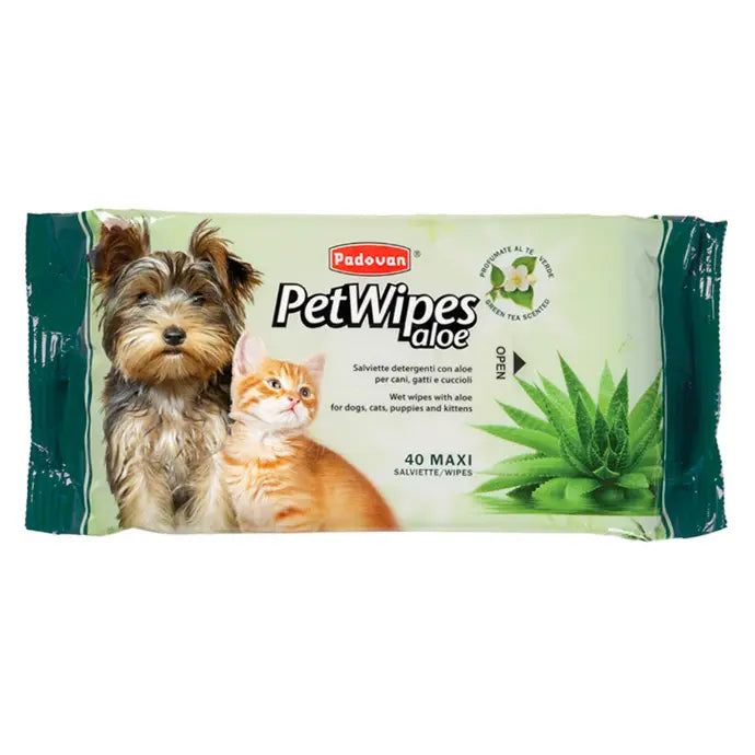 Padovan Pet Wipes Aloe (40 Pcs) for Dogs and Cats
