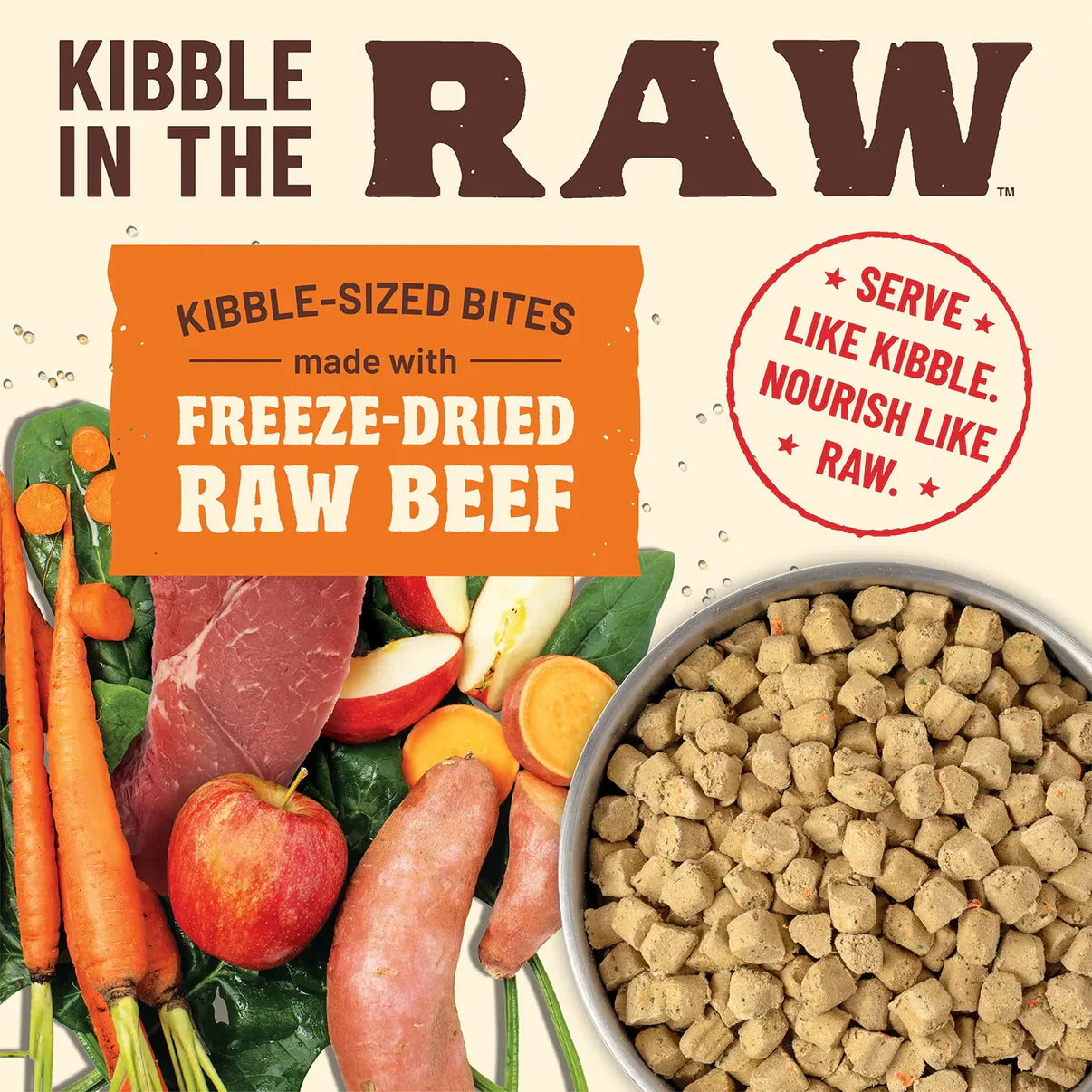 Primal Canine Beef Kibble in the Raw