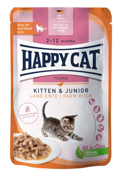 Happy Cat MIS Kitten & Junior Farm Duck - 85 g