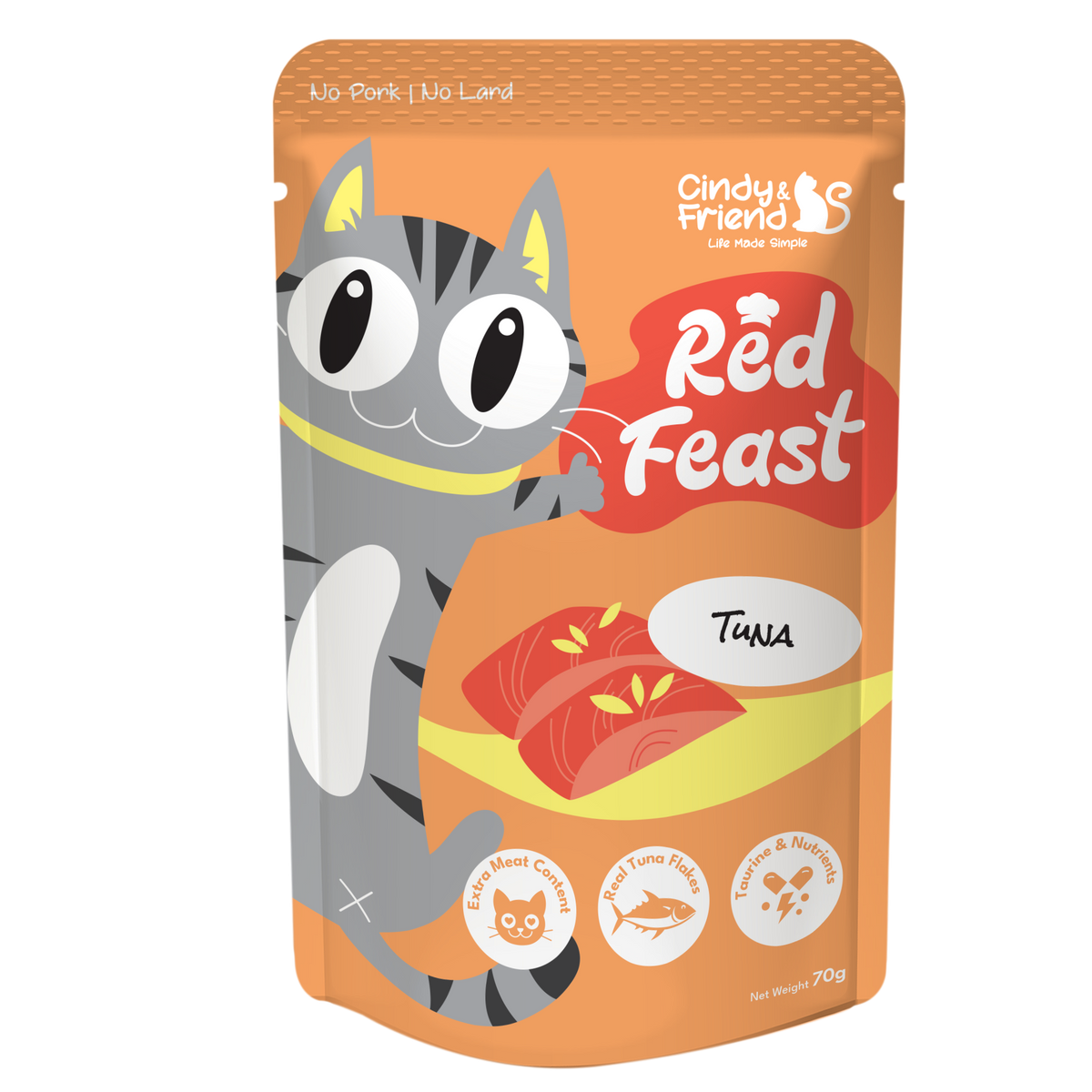 Cindy & Friend Red Feast Tuna Wet Cat Food Pouch - 70g