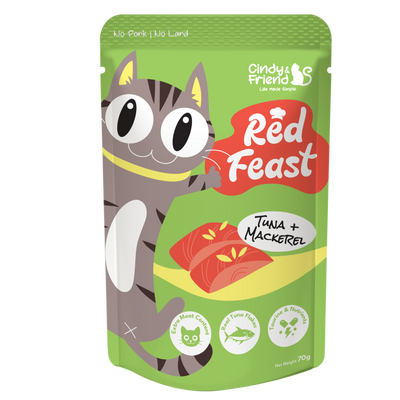 Cindy & Friend Red Feast Tuna With Mackerel Wet Cat Food Pouch - 70g