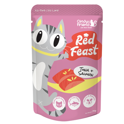 Cindy & Friend Red Feast Tuna With Salmon Wet Cat Food Pouch - 70g