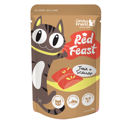 Cindy & Friend Red Feast Tuna With Scallop Wet Cat Food Pouch - 70g