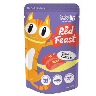 Cindy & Friend Red Feast Tuna With Surimi Wet Cat Food Pouch - 70g