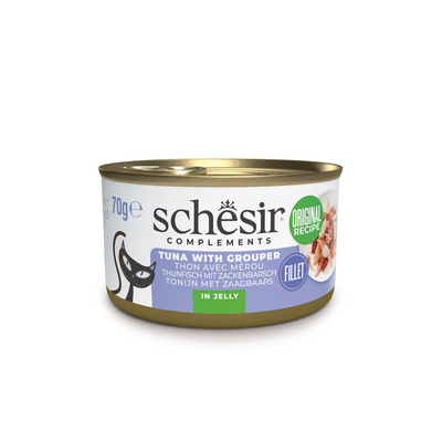 Schesir Complements Cat Wet Food  in Jelly Can- Tuna With Grouper 70g