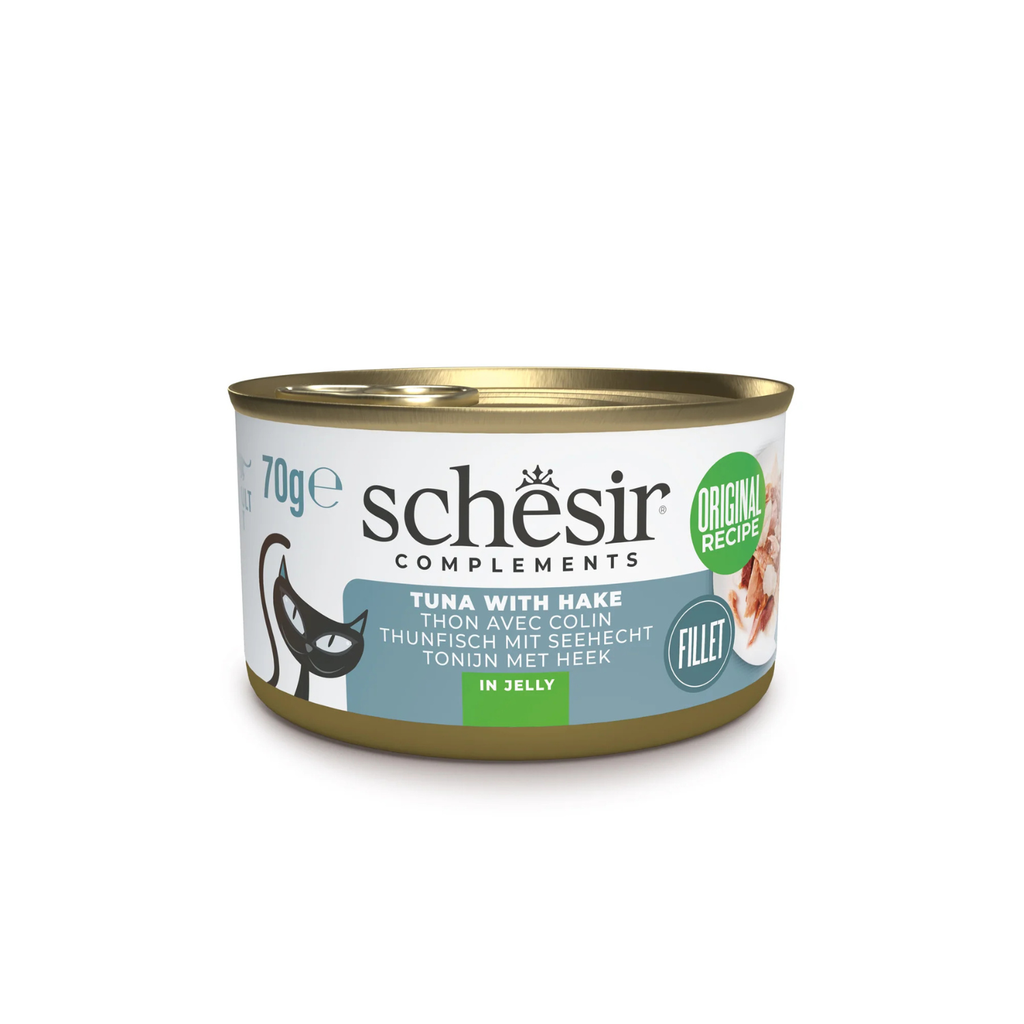 Schesir Complements Cat Wet Food  in Jelly Can- Tuna With Hake 70g