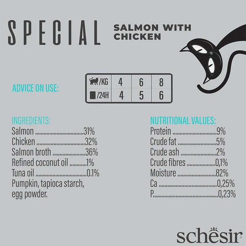 Schesir Special Mousse (Skin & Coat) For Cat - Salmon With Chicken 70g