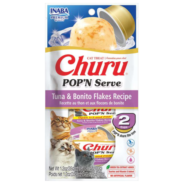 Inaba Churu Popn Serve Tuna With Bonito Flakes Recipe - 2PCS/PK - 70g