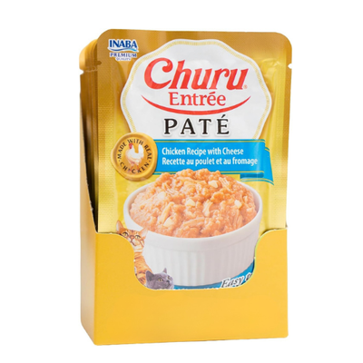 INABA Churu Entree Pate for Cats, Grain-Free, Prebiotic Complete & Balanced Wet Cat Food - Chicken with Cheese Recipe