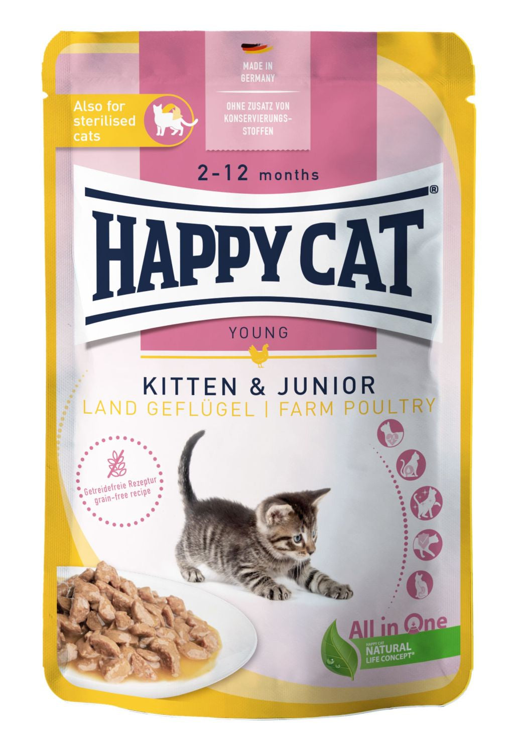 Happy Cat MIS Kitten & Junior Farm Poultry - 85 g