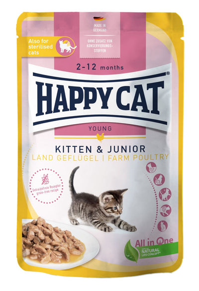 Happy Cat MIS Kitten & Junior Farm Poultry - 85 g
