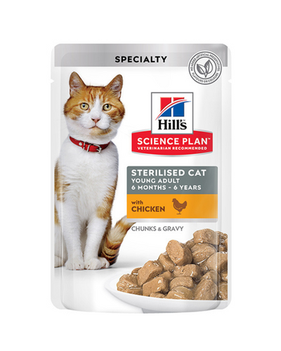 Hills Science Plan Sterilised  Adult Cat Wet Food with Chicken Pouches