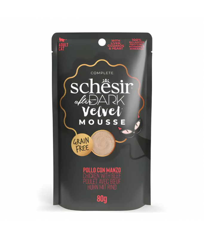 Schesir After Dark Velvet Mousse For Cat - Chicken With Beef 80g 