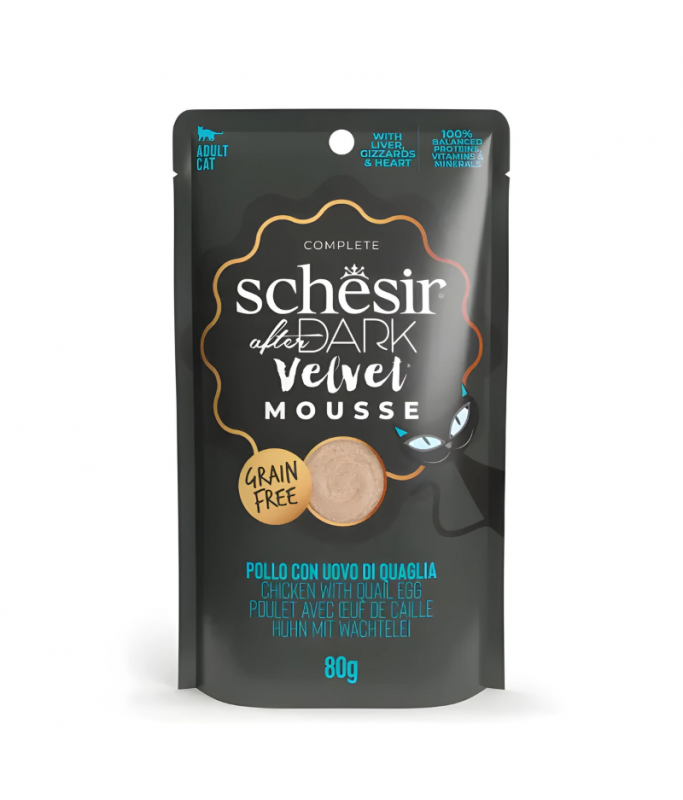Schesir After Dark Velvet Mousse For Cat - Chicken With Quile Egg 80g 