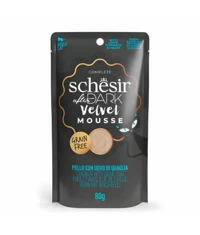 Schesir After Dark Velvet Mousse For Cat - Chicken With Quile Egg 80g 