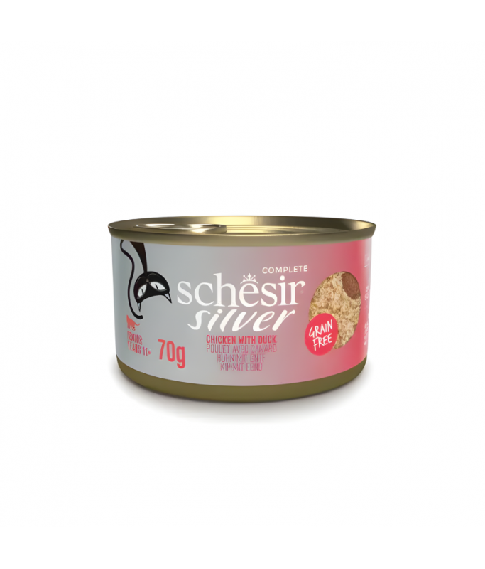 Schesir Silver Mousse & Fillets Senior Cat Wholefood - Chicken With Duck 70g 