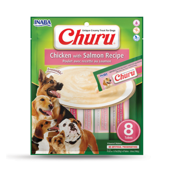 Inaba Dog Churu Chicken with Salmon Recipe 8PCS/PK - 112g