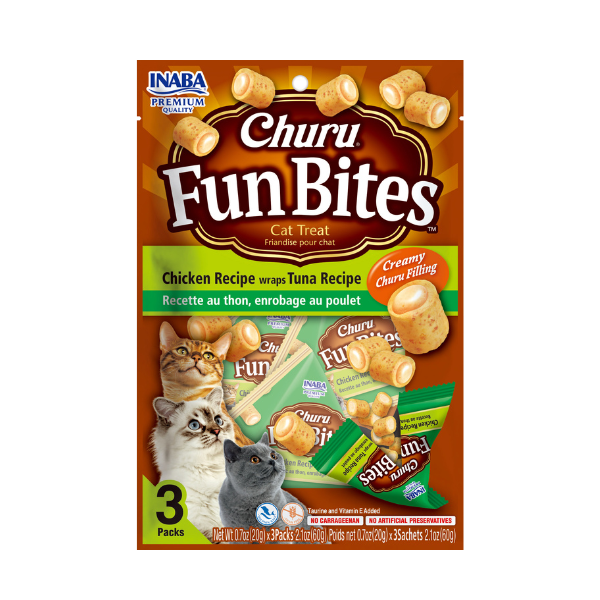 Inaba Churu Fun Bites Chicken Wrap Tuna with Scallop Recipe 3PCS/PK - 60g