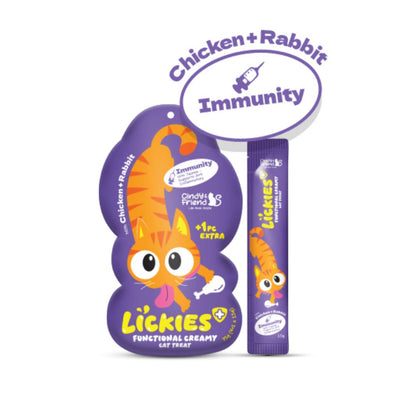 Cindy & Friend Lickies Functional Creamy Lickable Cat Treat for Immunity with Chicken & Rabbit 75g (5 × 15g)