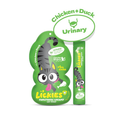 Cindy & Friend Lickies Functional Creamy Lickable Cat Treat for Urinary Support with Chicken & Duck 75g (5 × 15g)