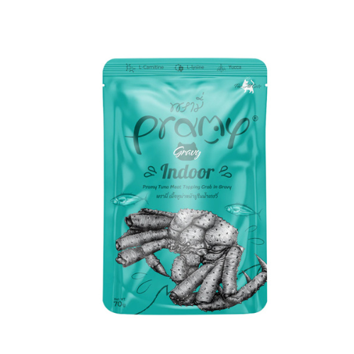 Pramy Tuna Meat Topping Crab Stick in Gravy Indoor 70g