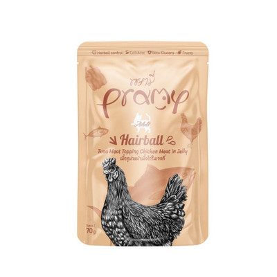 Pramy Hairball Tuna Meat Topping Chicken Meat in Jelly Adult Hairball 70g