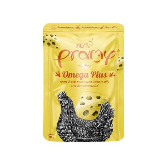 Pramy Chicken Meat Topping Cheese in jelly Omega Plus 70g