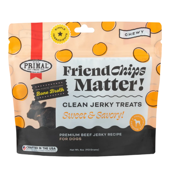 Primal FriendChips Matter Beef with Broth Jerky Treat 4 oz - PetCentral UAE