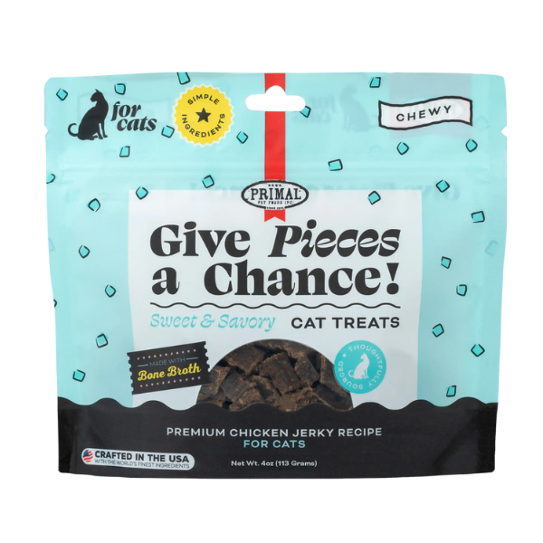 Primal Give Pieces A Chance Chicken with Broth Jerky Treat for Cats 4 oz - PetCentral 
